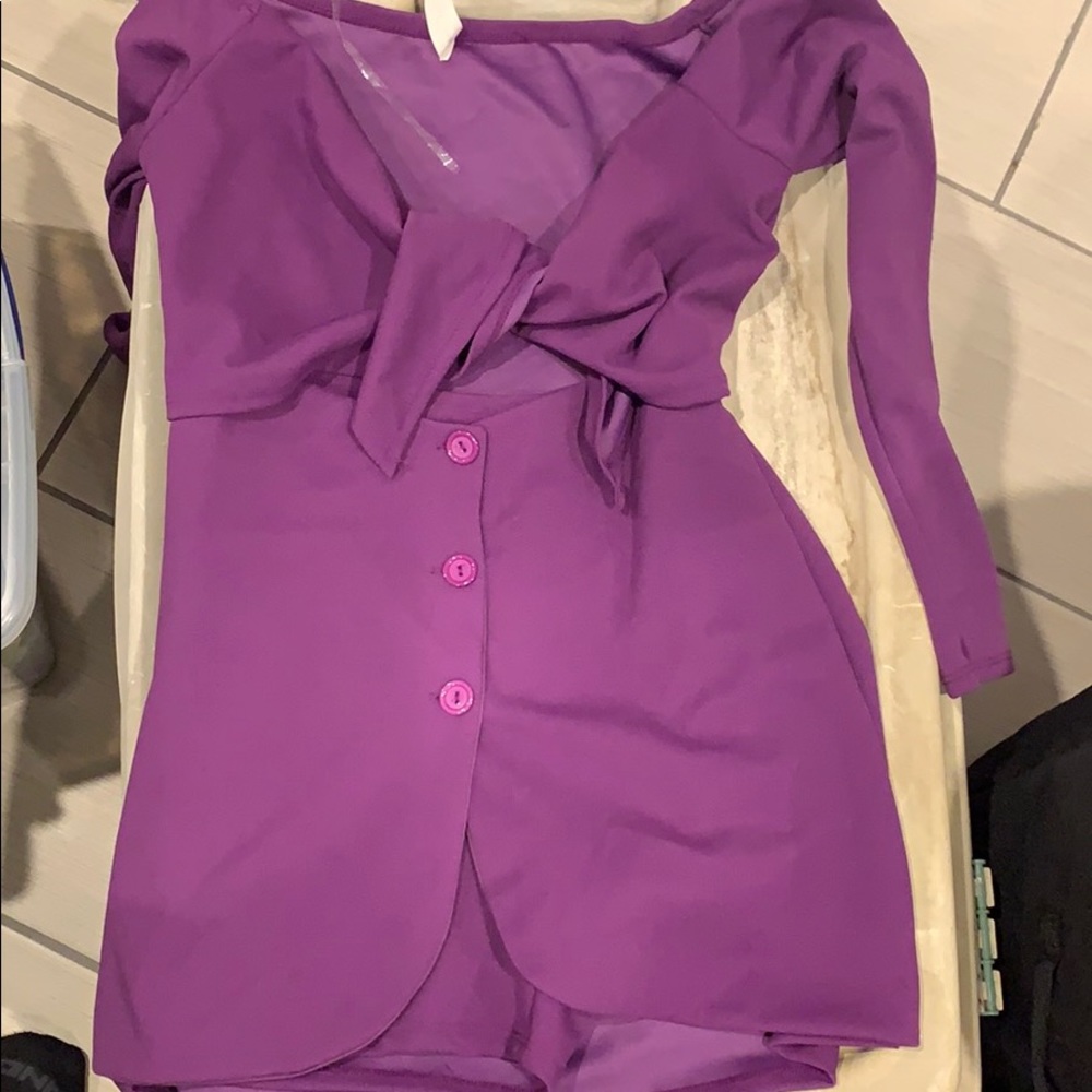 Long sleeve purple romper